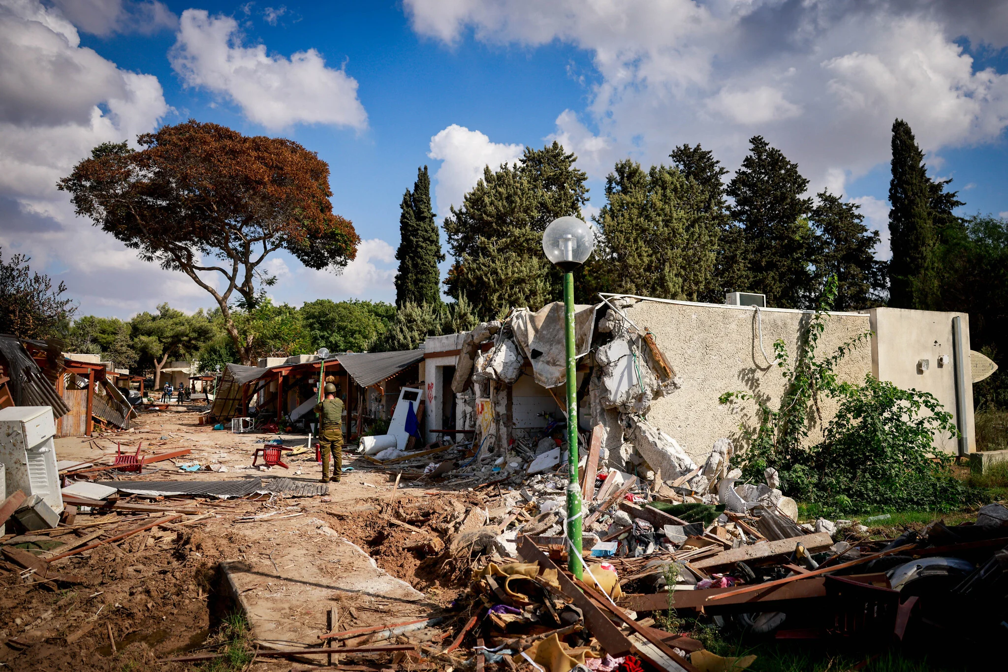 Destruction in Kfar Aza